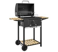 Outsunny Charcoal BBQ Grill with Height Adjustable Charcoal Pan, Portable Barbecue Smoker with Temperature Gauge, Bottle Opener, Black Aosom UK