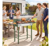 Outsunny Charcoal Spit Roasting Machine W/ 3-Tier Grill Grate, Dark Green