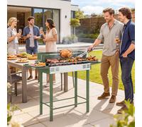 OUTSUNNY Charcoal Spit Roasting Machine w/ 3-Tier Grill Grate, Dark Green Outsunny Dark Green