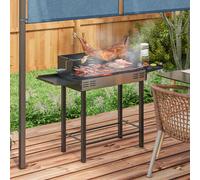 Outsunny Charcoal Spit Roasting Machine w/ 3-Tier Grill Grate & Foldable Shelves