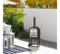 Outsunny Outdoor Garden Pizza Oven Charcoal Bbq Grill 3-Tier Freestanding w/Chim