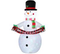 OUTSUNNY Christmas Blow Up Snowman with Colourful LED Light in White Outsunny White