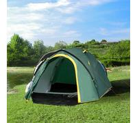 Outsunny Compact Camping Tent W/ Vestibule & Mesh Vents For Hiking In Dark Green Dark Green