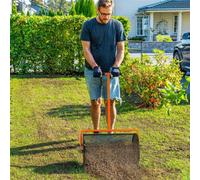 Outsunny Compost Spreader, 24" Garden Spreader w/ Height Adjustable Handle, Orange