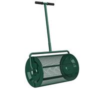 Outsunny Compost Spreader, 24" Peat Moss Spreader with Height Adjustable T Shaped Handle and Metal Mesh Basket, Garden Spreader for Seeding, Spreading Manure, Green