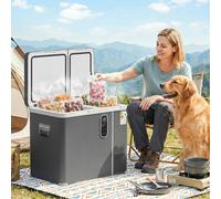 Outsunny Compressor Car Fridge, Dual Zone Camping Refrigerator, Grey - 55L