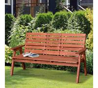 Outsunny Convertable 3-seater Wood Bench Table Garden W/ Armrests Patio, Orange