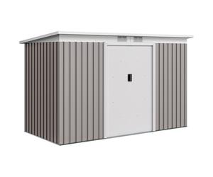 Outsunny Corrugated Garden Metal Storage Shed Outdoor Equipment Tool Box with Kit Ventilation Doors 9x 4FT Light Grey