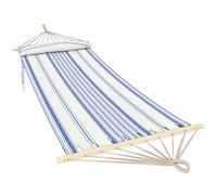 Outsunny Cotton Hammock, Soft Portable Swing Sleeping w/ Headrest & Side Pocket, Blue and White