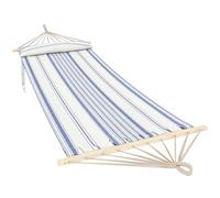Outsunny Cotton Hammock, Soft Portable Swing Sleeping w/Headrest & Side Pocket, Deluxe Swing Chair for Beach, Garden, Bedroom, Patio, Porch, Indoor, Outdoor, 270 x 80 cm, Blue and White