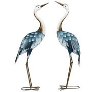 Outsunny Crane Garden Ornaments, 2 PCS Steel Garden Statue Set Gifts, Water and Rust Resistant Sculptures for Patio Pond Landscape Decoration, Multi-Colour