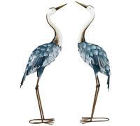 Outsunny Crane Garden Ornaments, 2 PCS Steel Garden Statue Set Multi-Colour