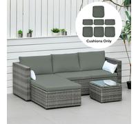 Outsunny Cushion Cover Replacement Patio Rattan Furniture Seat Cover Grey - Deep Grey - Polyester - 7-piece set