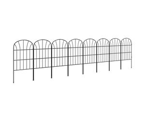 Outsunny Decoration Garden Fence, 24in x 8.7ft Outdoor Picket Fence Panels, 8PCs Rustproof Metal Wire Landscape Flower Bed Border Edging Animal Barrier, Black
