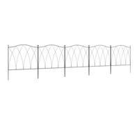 Outsunny Decoration Garden Fence, 5PCs Outdoor Picket Fence Panels, Black | Rustproof metal wire landscape flower bed border edging animal barrier
