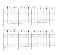 Outsunny Decorative Garden Fencing, 16PCs 44in x 25ft Outdoor Picket Fence Panels, Rustproof Metal Wire Landscape Flower Bed Border Edging, Black