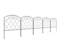 Outsunny 61 Cm X 3 M Outdoor Picket Fence Panels With Panels, Swirls, Black Black