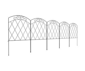 Outsunny Decorative Garden Fencing, 31.5 in x 9.8 ft Outdoor Picket Fence Panels, 5PCs Rustproof Metal Wire Landscape Flower Bed Border Edging Animal Barrier, Swirls