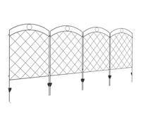 Outsunny Decorative Garden Fencing, 43in x 11.4ft Outdoor Picket Fence Panels, 4PCs Rustproof Steel Wire Landscape Flower Bed Border Edging Animal Barrier, Black Black