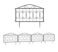 Outsunny Decorative Garden Fencing, 4PCs Outdoor Picket Fence Panels, Black
