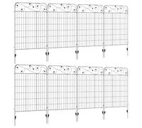 Outsunny Decorative Garden Fencing, 8PCs 43in x 23ft Metal Wire Black | Outdoor Picket Fence Panels, Rustproof, Landscape Flower Bed Border Edging, Animal Barrier