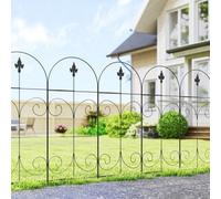 Outsunny Decorative Garden Fencing, 8PCs 44in x 12.5ft - Black, Black