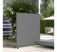 OUTSUNNY Decorative Garden Partition Screen, 6FT Portable Privacy Screen w/ Lockable Wheels, Single Freestanding Metal Room Divider Panel for Garden Outsunny Dark Grey