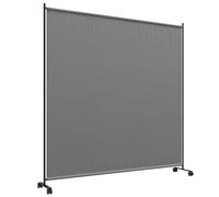 Outsunny Decorative Garden Partition Screen with Lockable Wheels, 6FT Portable Privacy Screen, Single Freestanding Metal Room Divider Panel for Garden Hot Tub Deck Pool, Dark Grey