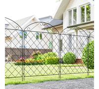 Outsunny Decorative Metal Picket Garden Fencing - Rustproof Landscape Flower Bed Border Edging - Black