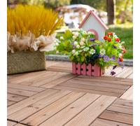 Outsunny Decorative Outdoor Divider Privacy Panel with Stand, Bamboo Black - Fir Wood, Plastic - 30cmx30cmx2.5cm - Light Brown