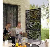 Outsunny Decorative Outdoor Divider Privacy Panel with Stand, Bamboo Black