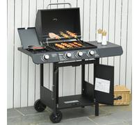 Outsunny Deluxe Gas Barbecue Grill 3+1 Burner Garden BBQ w/ Large Cooking Area