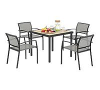 OutSunny Dining Set Steel Grey Outdoor 5 Pieces
