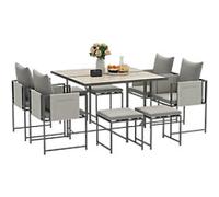 OutSunny Dining Set Steel, PL (Polyester) Grey Outdoor 8 Pieces