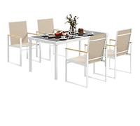 OutSunny Dining Set Steel, Tempered glass Multicolour Outdoor 5 Pieces