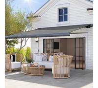 Outsunny Diy Retractable Canopy With Remote Controller For Patio, Grey