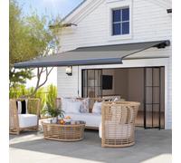 Outsunny DIY Retractable Canopy with Remote Controller for Patio, Grey