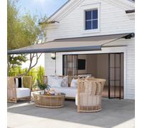 DIY Retractable Canopy with Remote Controller for Patio, Light Grey Outsunny Light Grey One Size