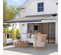 Outsunny DIY Retractable Canopy with Remote Controller for Patio, Light Grey