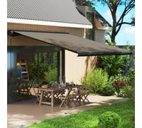 Outsunny Diy Retractable Canopy With Remote Controller For Patio, Light Grey Light Grey