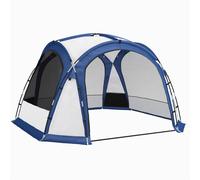Outsunny Dome Tent for 6-8 Person, Camping Tent with 4 Zipped Mesh Doors, Removable Polyester Cloth, Lamp Hook, Portable Carry Bag, Screen House, White and Blue