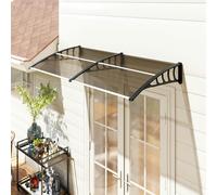 Outsunny Door Canopy Outdoor Awning Rain Shelter for Window Porch Clear - Brown - Double
