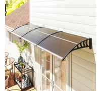 Outsunny Door Canopy Outdoor Awning Rain Shelter for Window Porch Clear - Brown - Triple