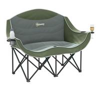 Outsunny Double Camping Chair for Adults, Oversized Heavy Duty Padded Folding Chair with Armrests, Cup Holders and Carry Bag for Outdoor Camping Hiking Picnic Fishing, 250kg Capacity, Green Green