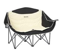 Outsunny Double Camping Chair for Adults, Oversized Heavy Duty Padded Folding Chair with Armrests, Cup Holders and Carry Bag for Outdoor Camping Hiking Picnic Fishing, 250kg Capacity, Green Khaki