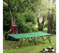 Outsunny Double Camping Folding Cot Outdoor Portable Sleeping Bed, Green