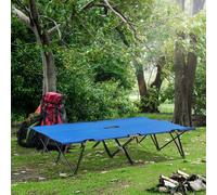 Outsunny Double Camping Bed Camping Cot Foldable Sunbed Outdoor Patio Sleeping Bed Super Light with Carry Bag (Blue)