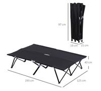 Double Camping Folding Cot Outdoor Portable Sleeping Bed with Carry Bag Outsunny Green One Size