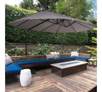 Outsunny Double Canopy Offset 2.7 x 4.4m Parasol - Grey, Grey