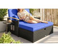Outsunny Double Garden Rattan Daybed with Storage Ottoman